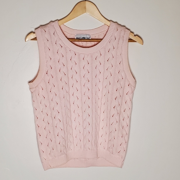 Baby Pink Sleeveless Cable Knit Shell Tank Sweater - Picture 3 of 13